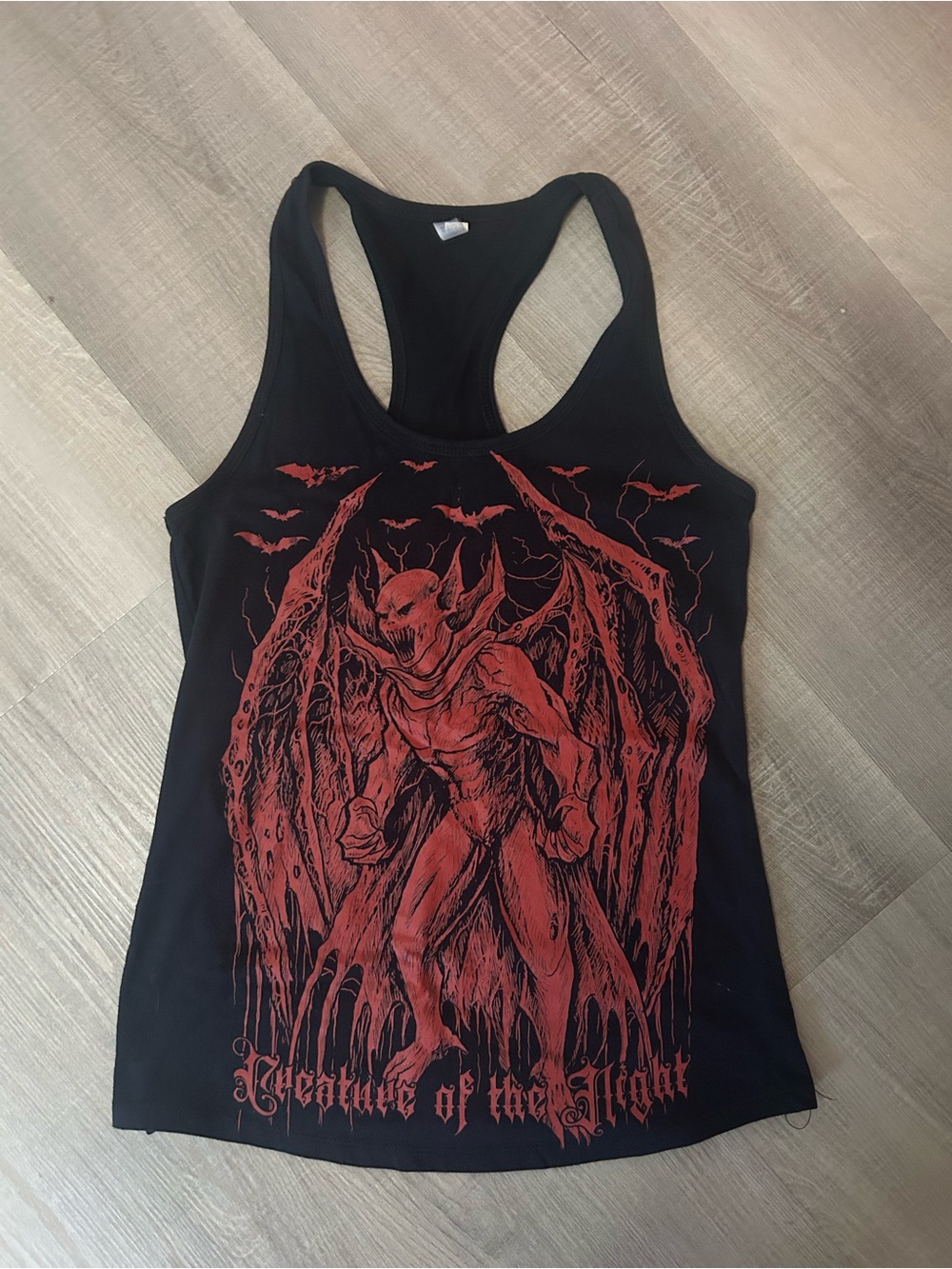 Black Racerback Tank Top with Red Demon Artwork